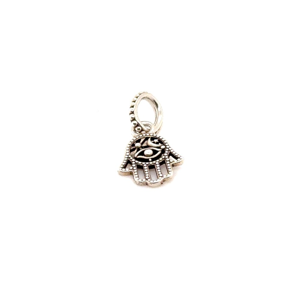 Pandora Hamsa Hand Dangle Charm Sterling Silver Protective Evil Eye 791304CZ
